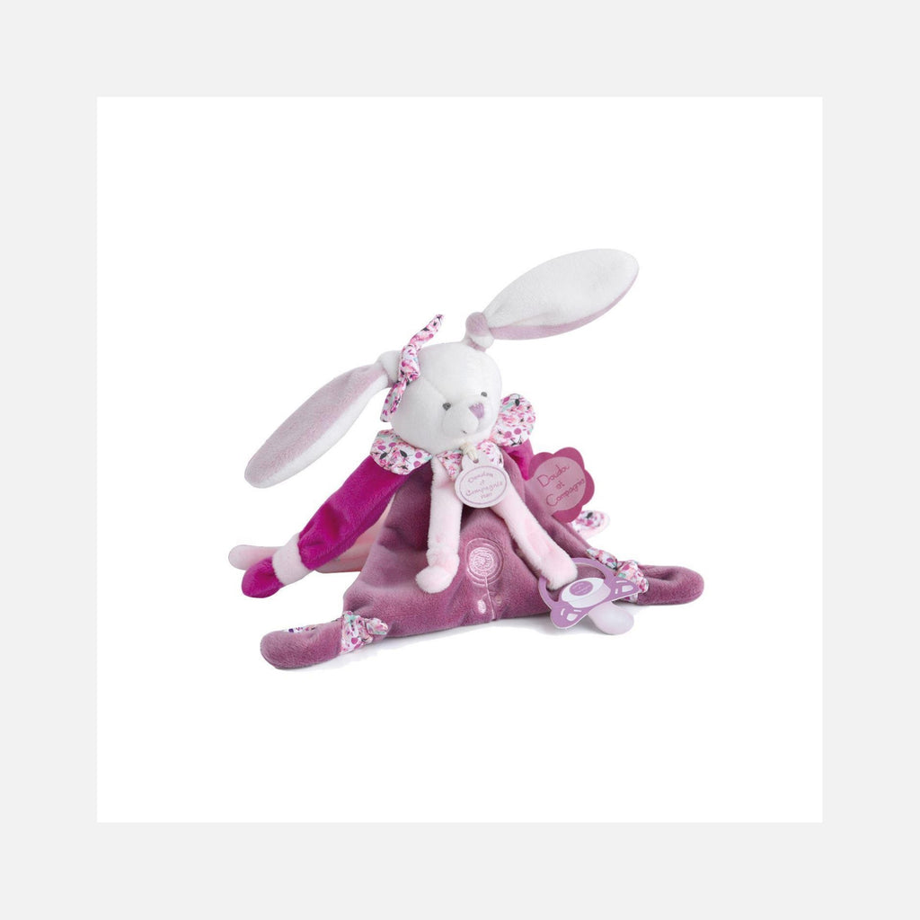 Doudou et Compagnie - Doudou Cerise het roze konijn met speenclip - 17 cm - 0m+
