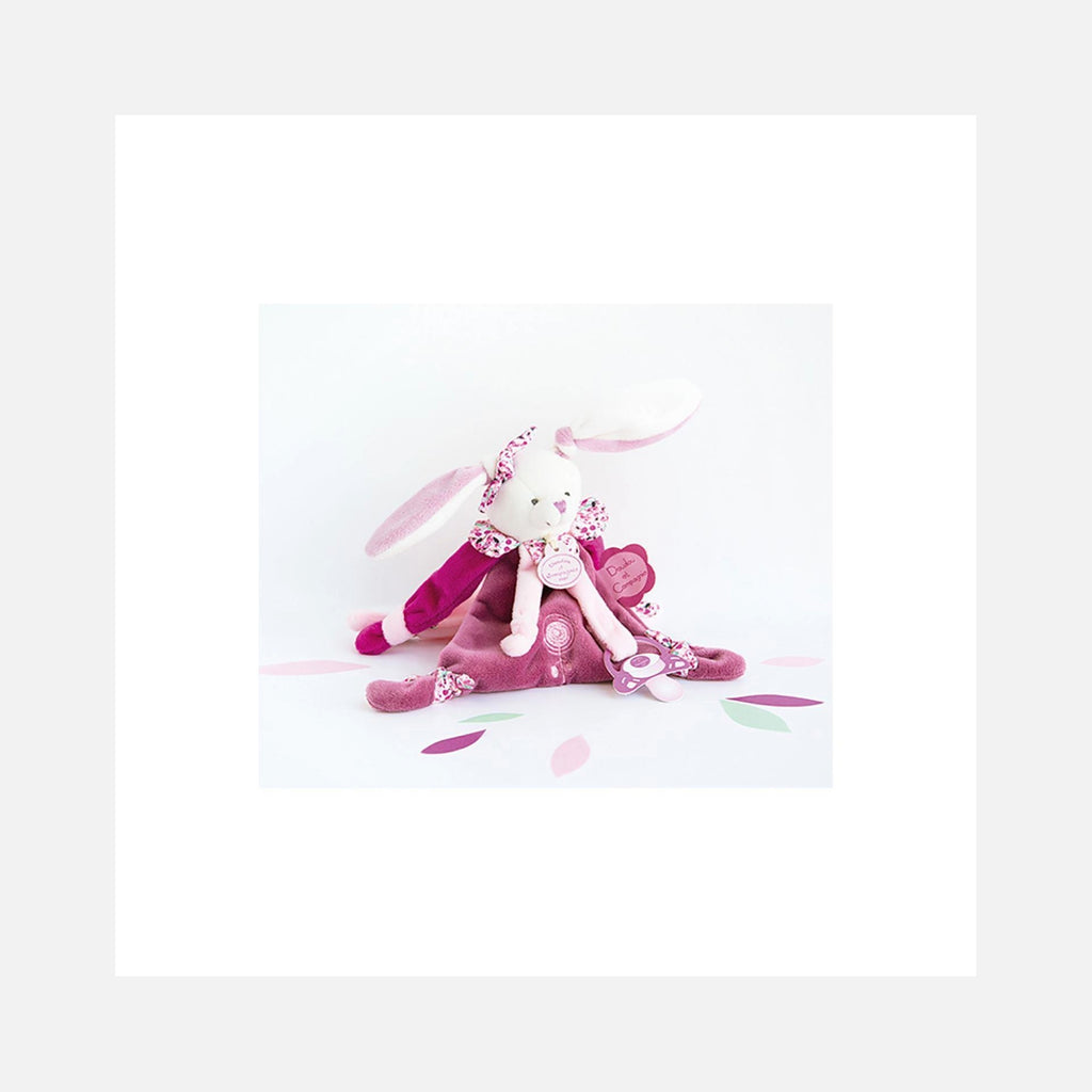 Doudou et Compagnie - Doudou Cerise het roze konijn met speenclip - 17 cm - 0m+