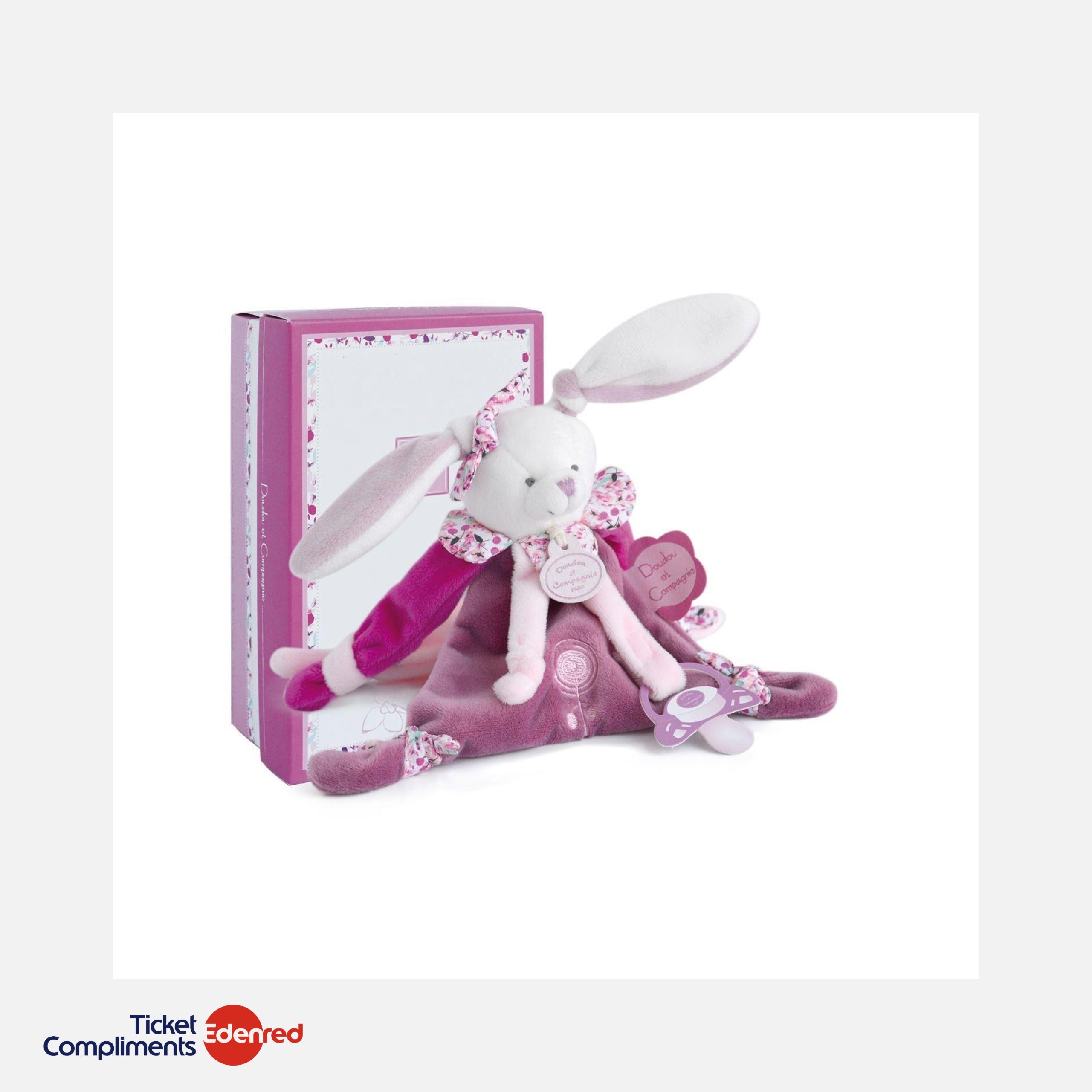 Doudou et Compagnie - Doudou Cerise het roze konijn met speenclip - 17 cm - 0m+