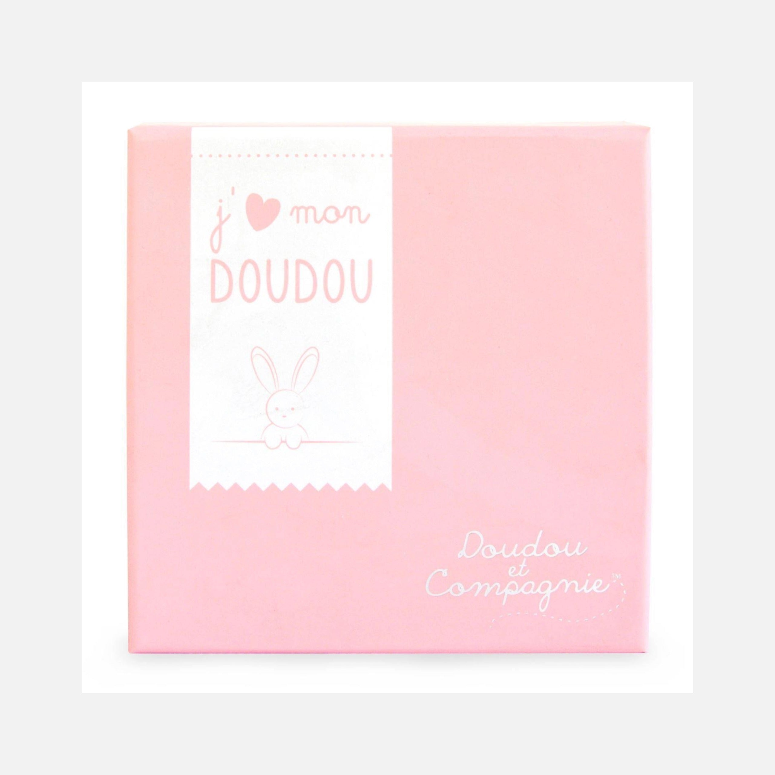 Doudou et Compagnie - Doudou Lapin Mouchoir - 10 cm - Blanc & Rose - 0m+