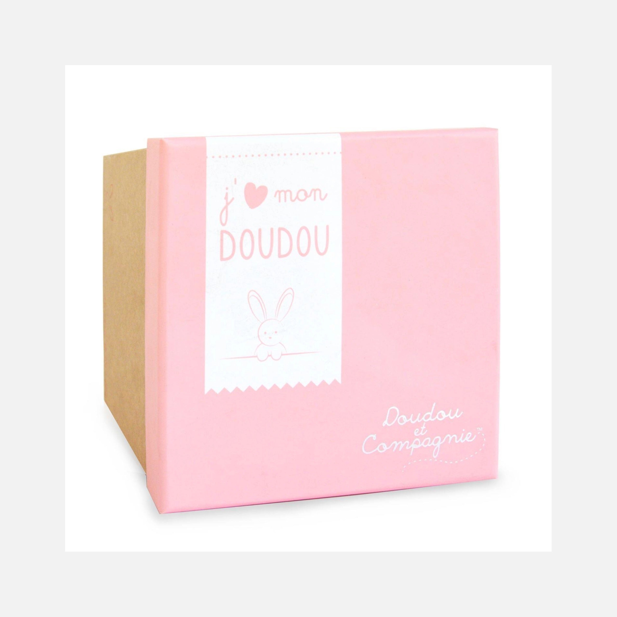 Doudou et Compagnie - Doudou Lapin Mouchoir - 10 cm - Blanc & Rose - 0m+