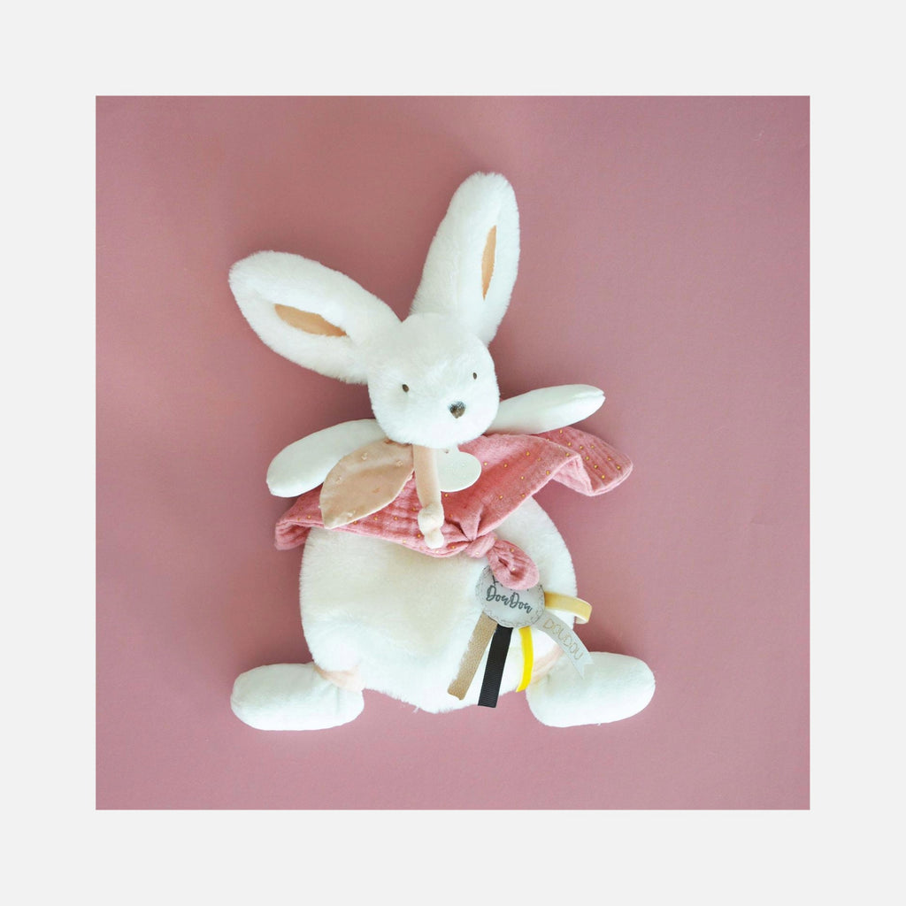 Doudou et Compagnie - Flat Old Pink Rabbit Comforter - Happy Boho - 25 cm - 0m+