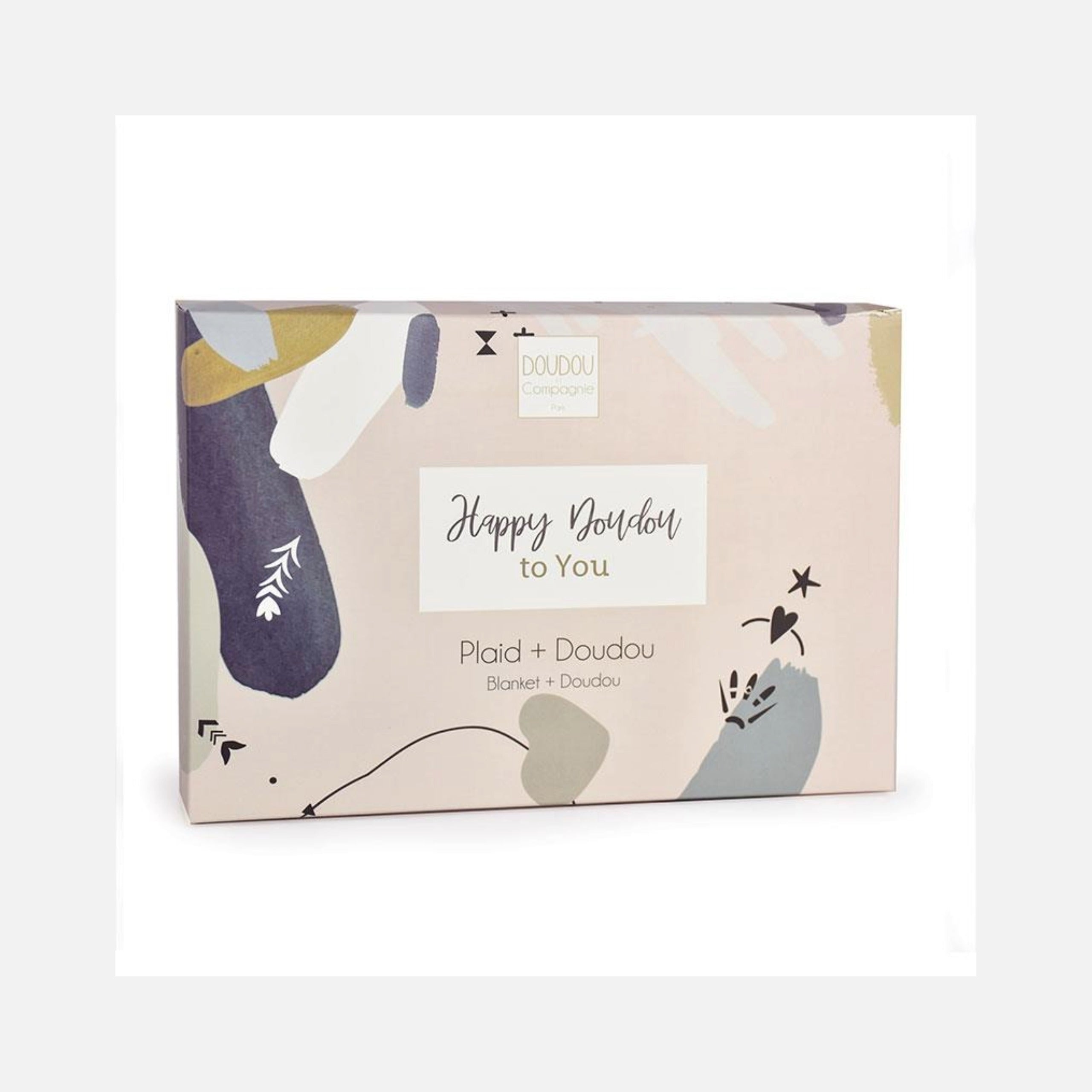 Doudou et Compagnie - Doudou & Plaid - Lapin - Happy Wild - 100 x 70 cm - 0m+