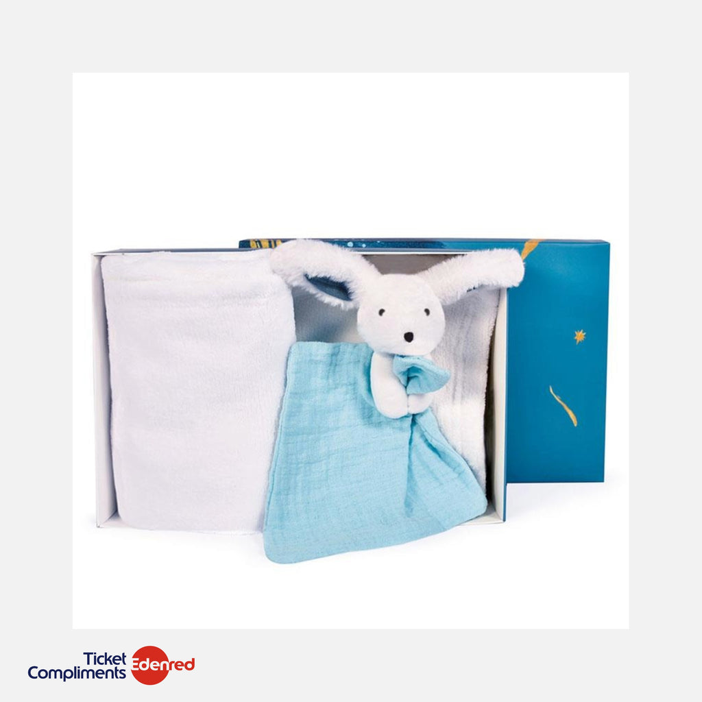 Doudou et Compagnie - Knuffeldoekje & Dekentje - Konijntje - Happy Pop - 100 x 70 cm - 0m+