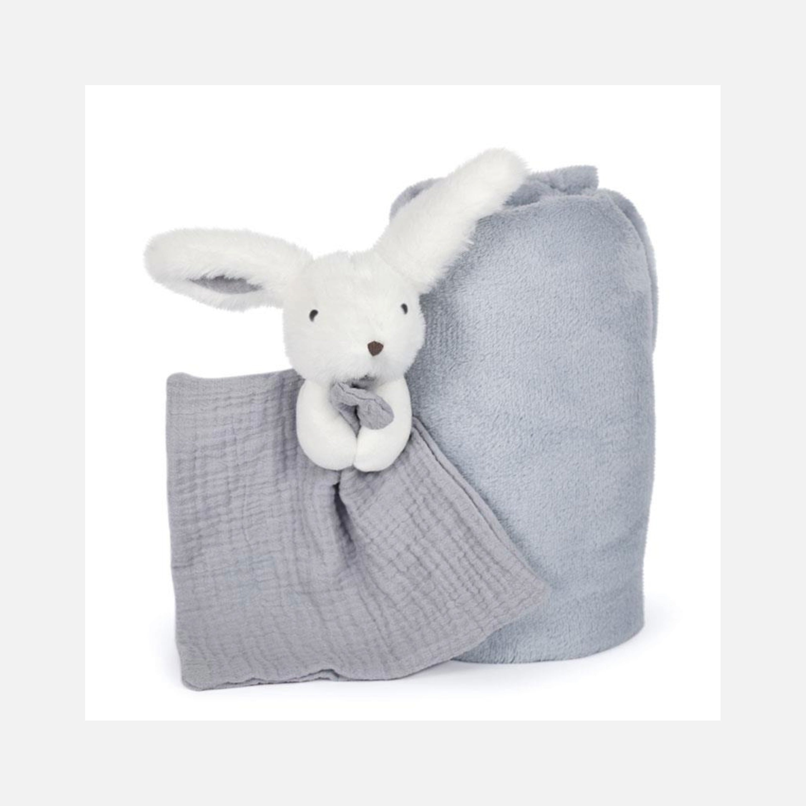 Doudou et Compagnie - Knuffeldoekje & Dekentje - Konijntje - Happy Glossy - 100 x 70 cm - 0m+
