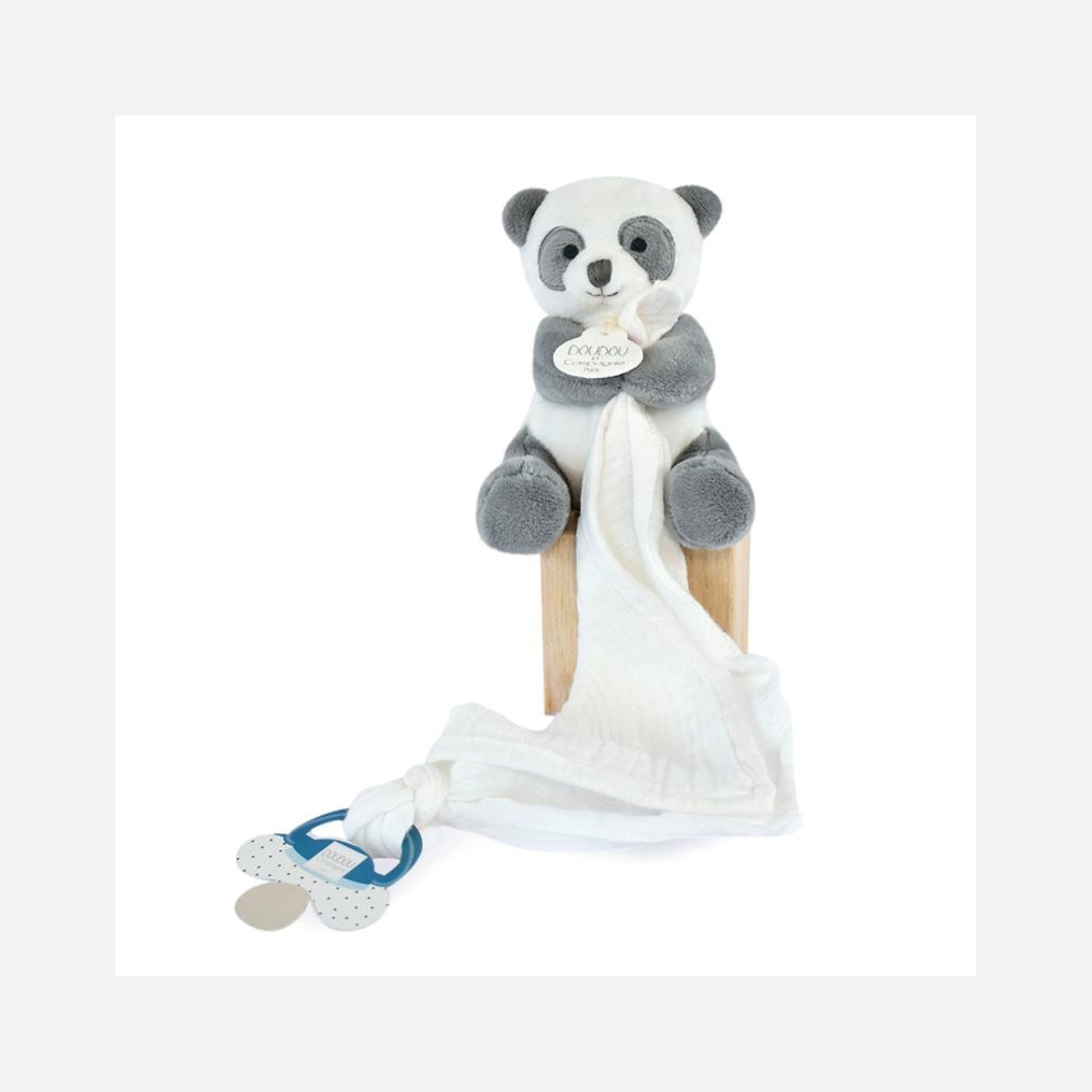 Doudou et Compagnie - Doudou Panda avec attache sucette - 12 cm - 0m+