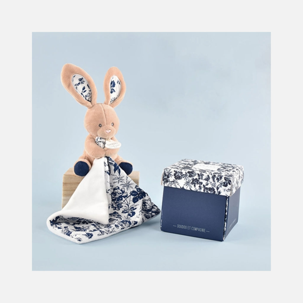 Doudou et Compagnie - Doudou Lapin Mouchoir - 12 cm - Bleu Marine - 0m+